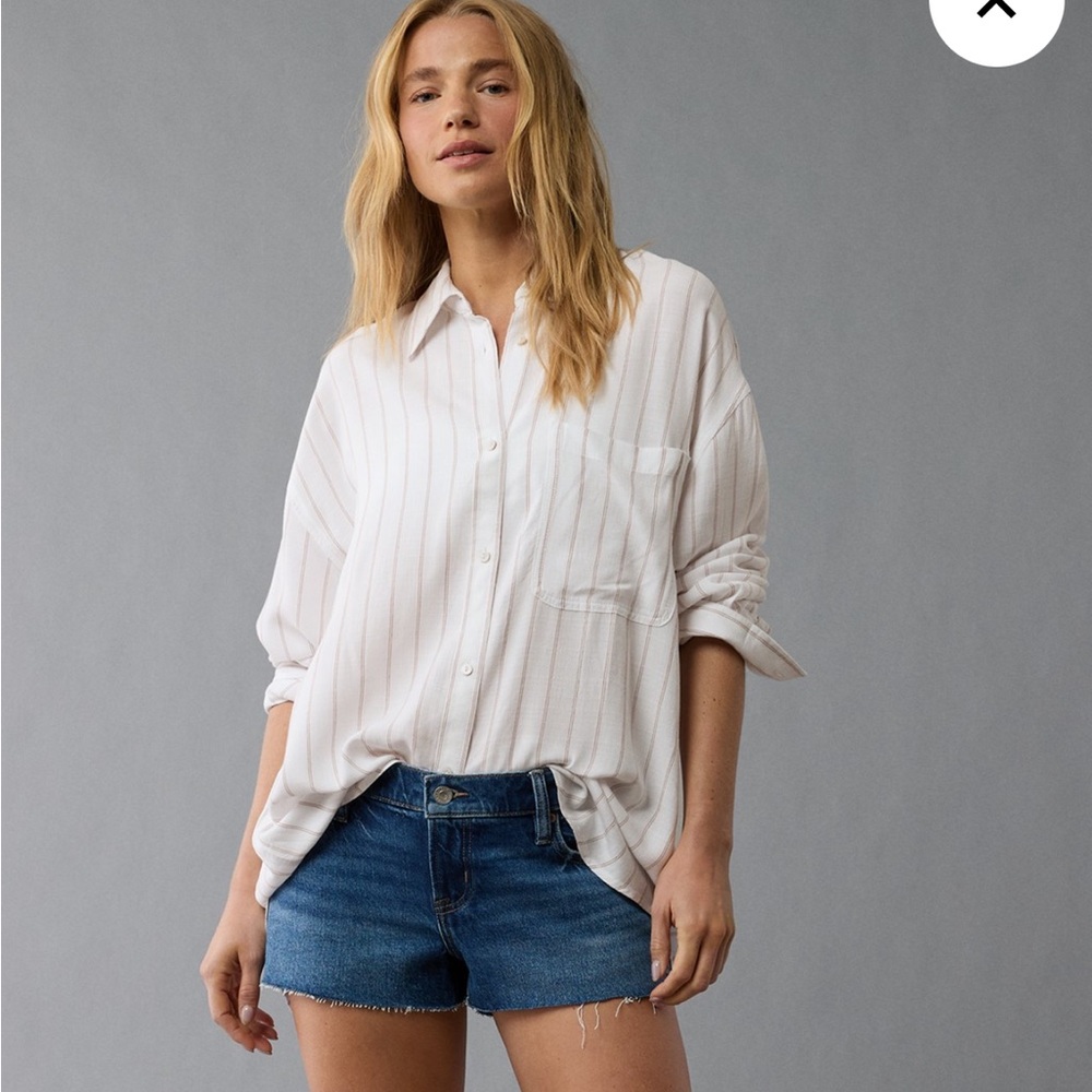 American Eagle Outfitters White Striped Blouse